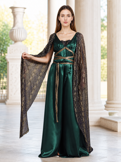 Fantasy Dress with Cape and Gold Headdress