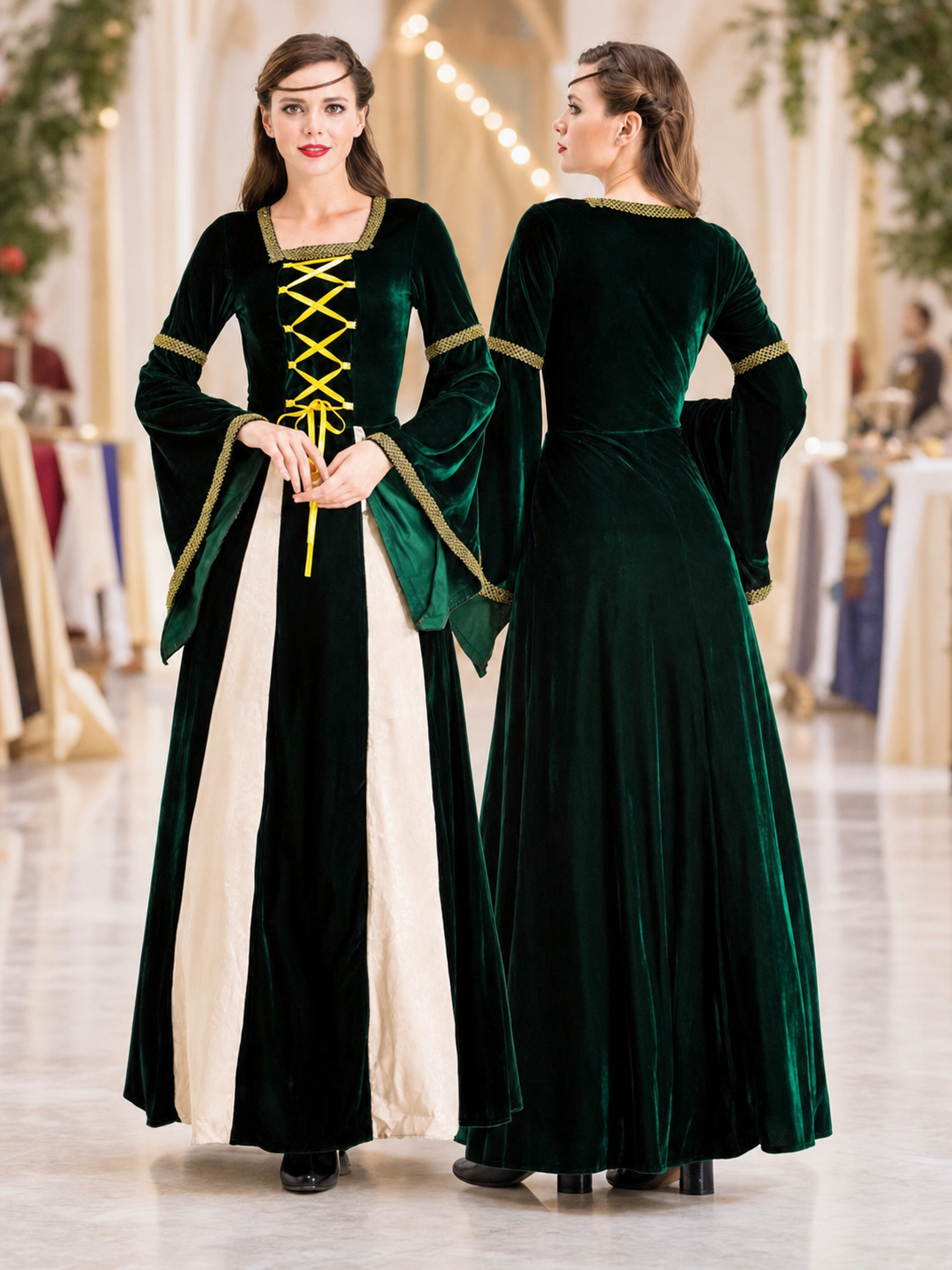 Medieval-Style Carnival Dress with Lacing