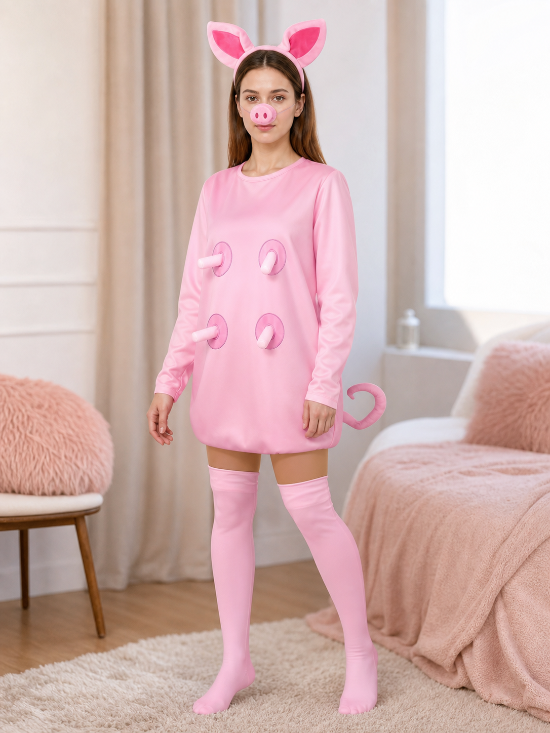 Adult Pink Pig Costume
