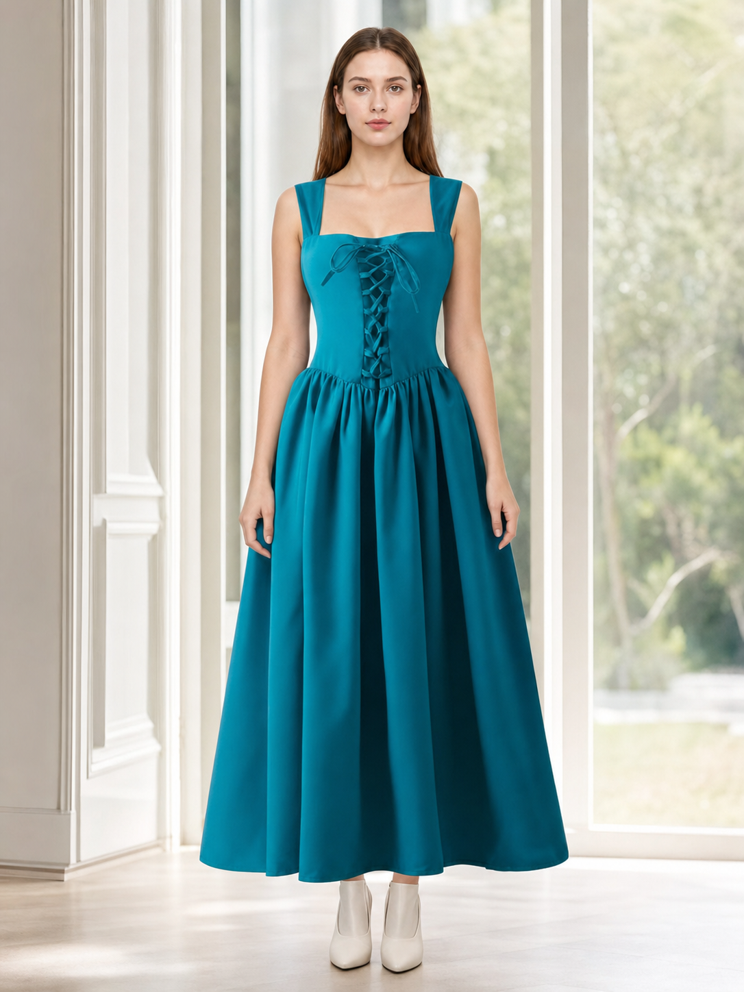 Sleeveless Medieval Lace-Up Dress