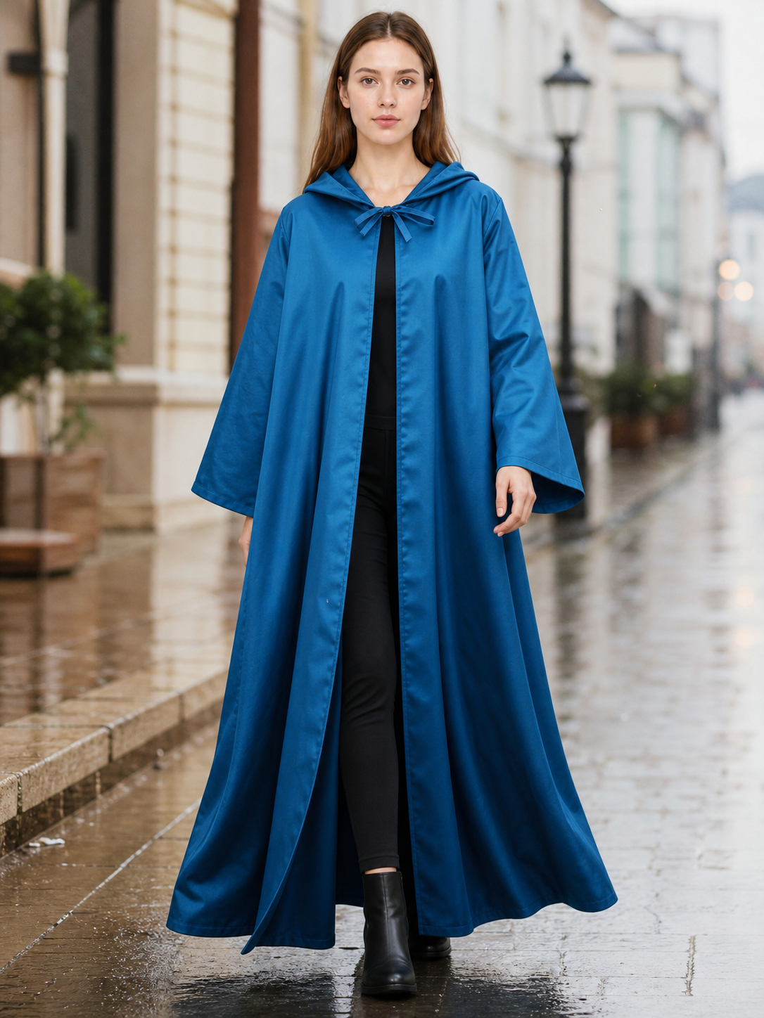 Blue hooded cloak for Jedi costume and cosplay