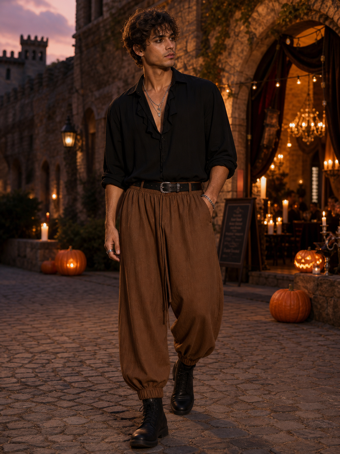 Men's brown cropped jogger pants