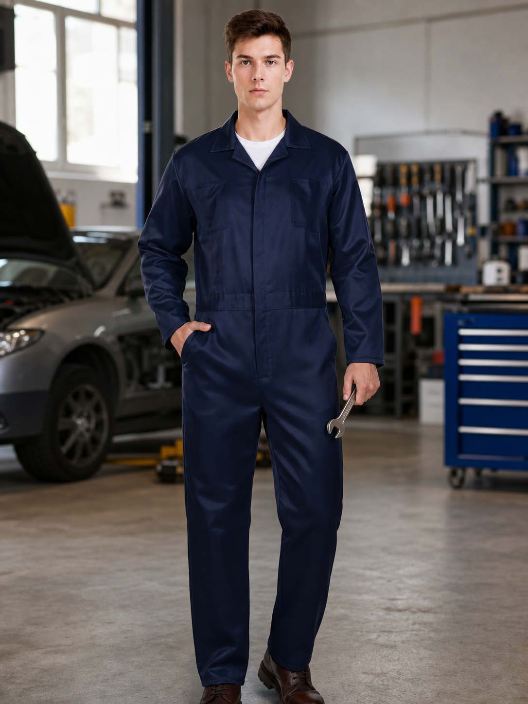 Adult Blue Costume Jumpsuit with Knives