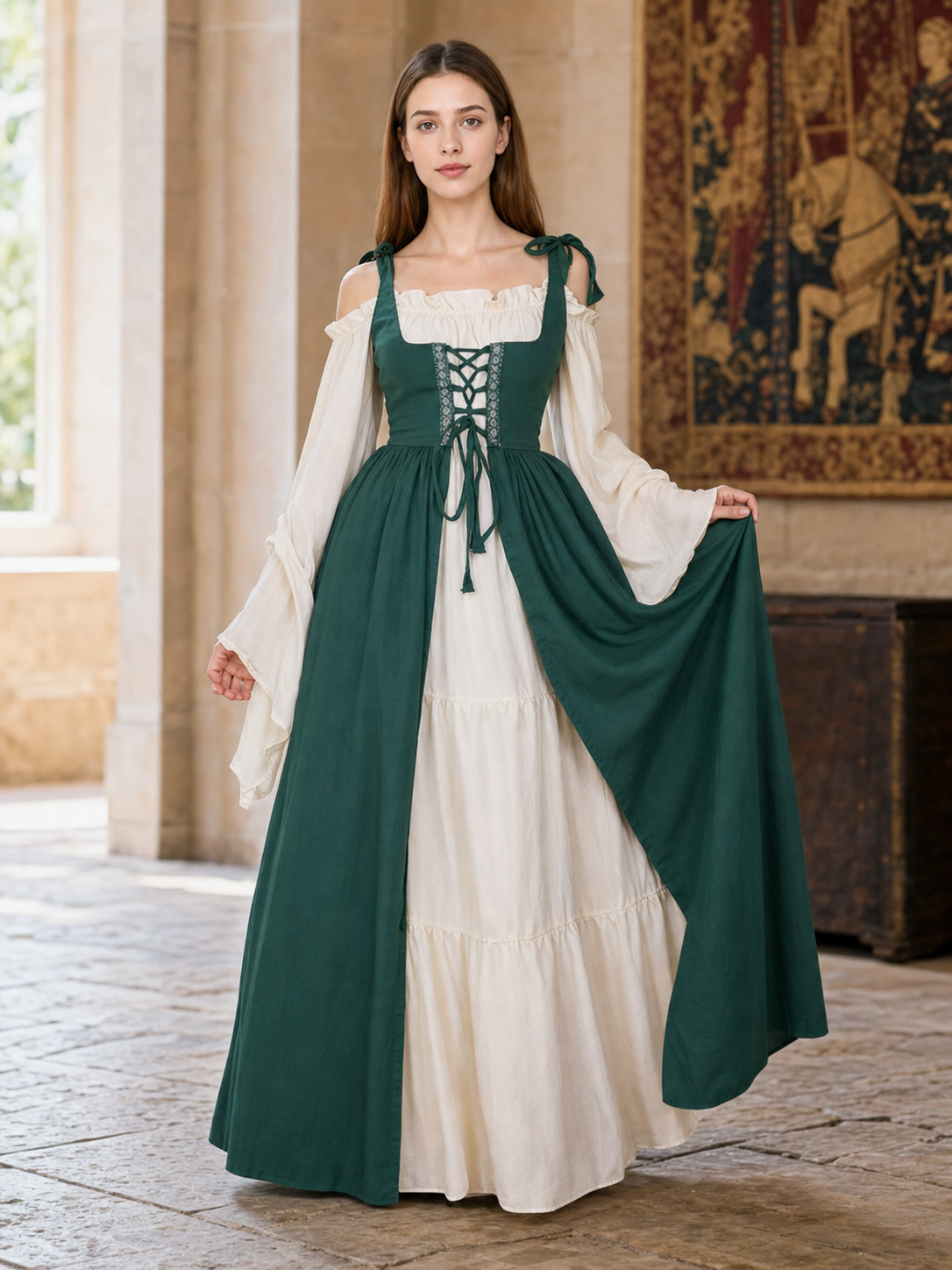 Layered Renaissance-Style Costume Dress