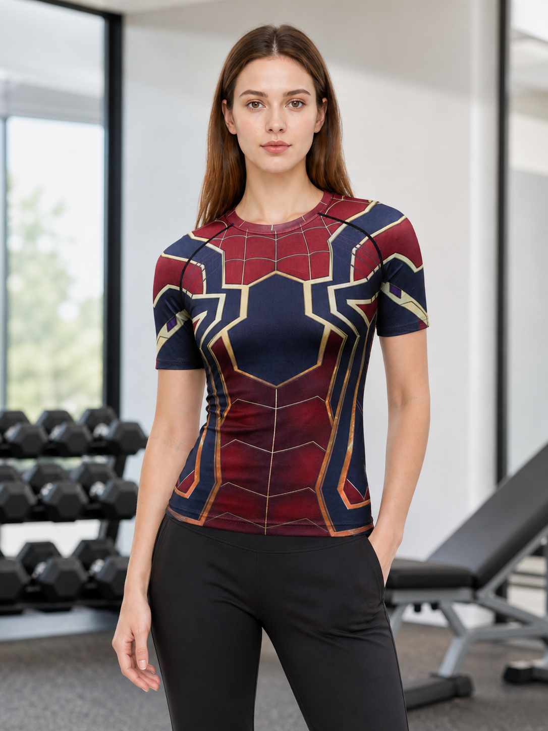 Short-sleeve superhero print cosplay T-shirt