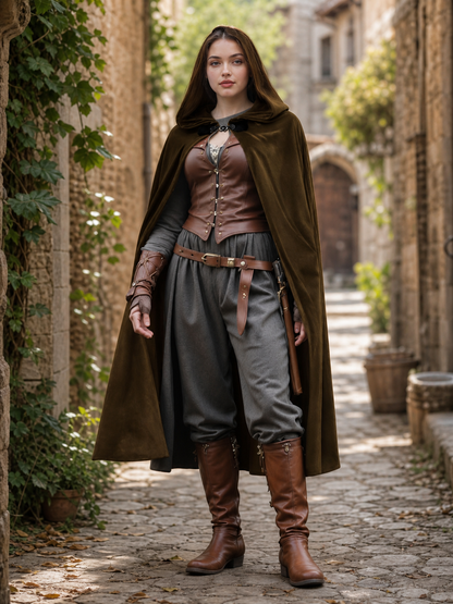 Brown Hooded Costume Cape