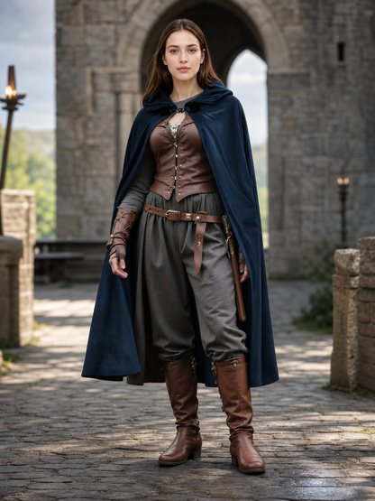 Dark Blue Hooded Costume Cloak