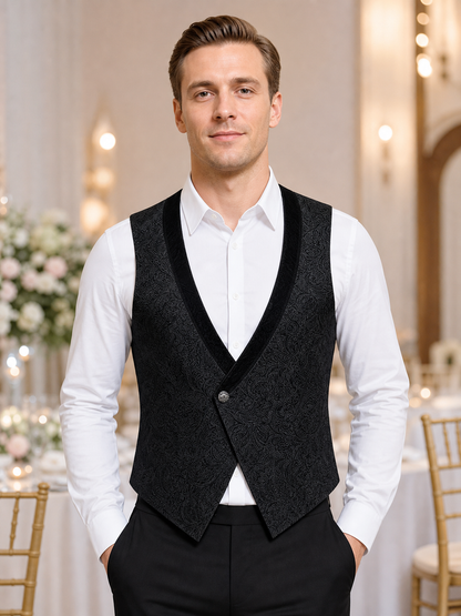 Black Jacquard Vest for Halloween