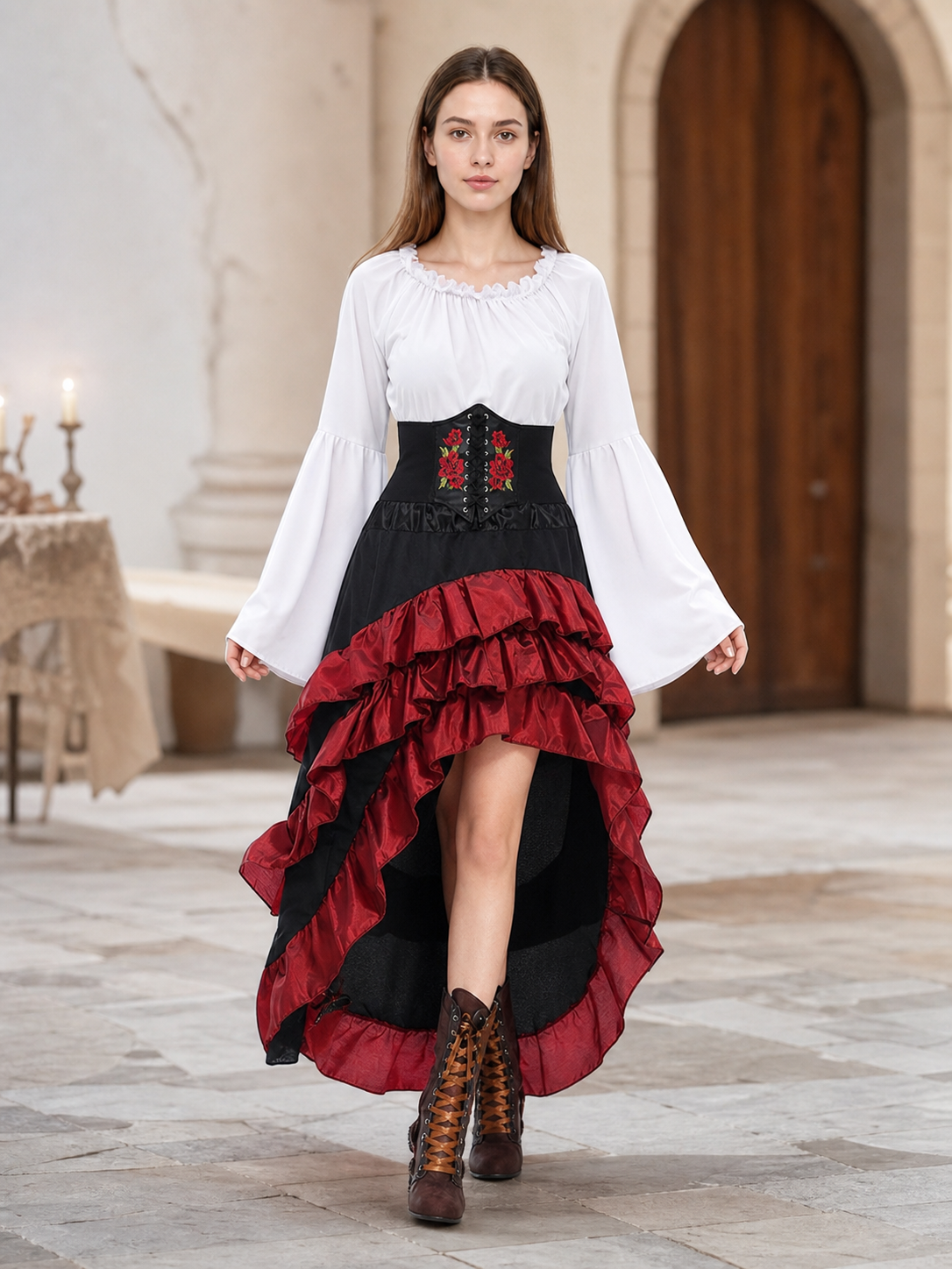 Victorian-style carnival costume with corset