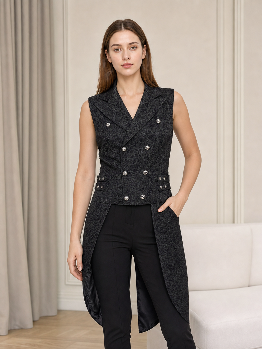 Steampunk Vest with Pattern and Double Row of Buttons