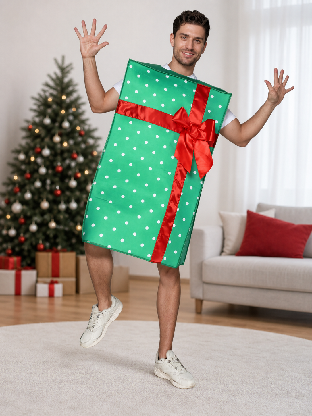 New Year’s Gift Box Costume with Red Bow