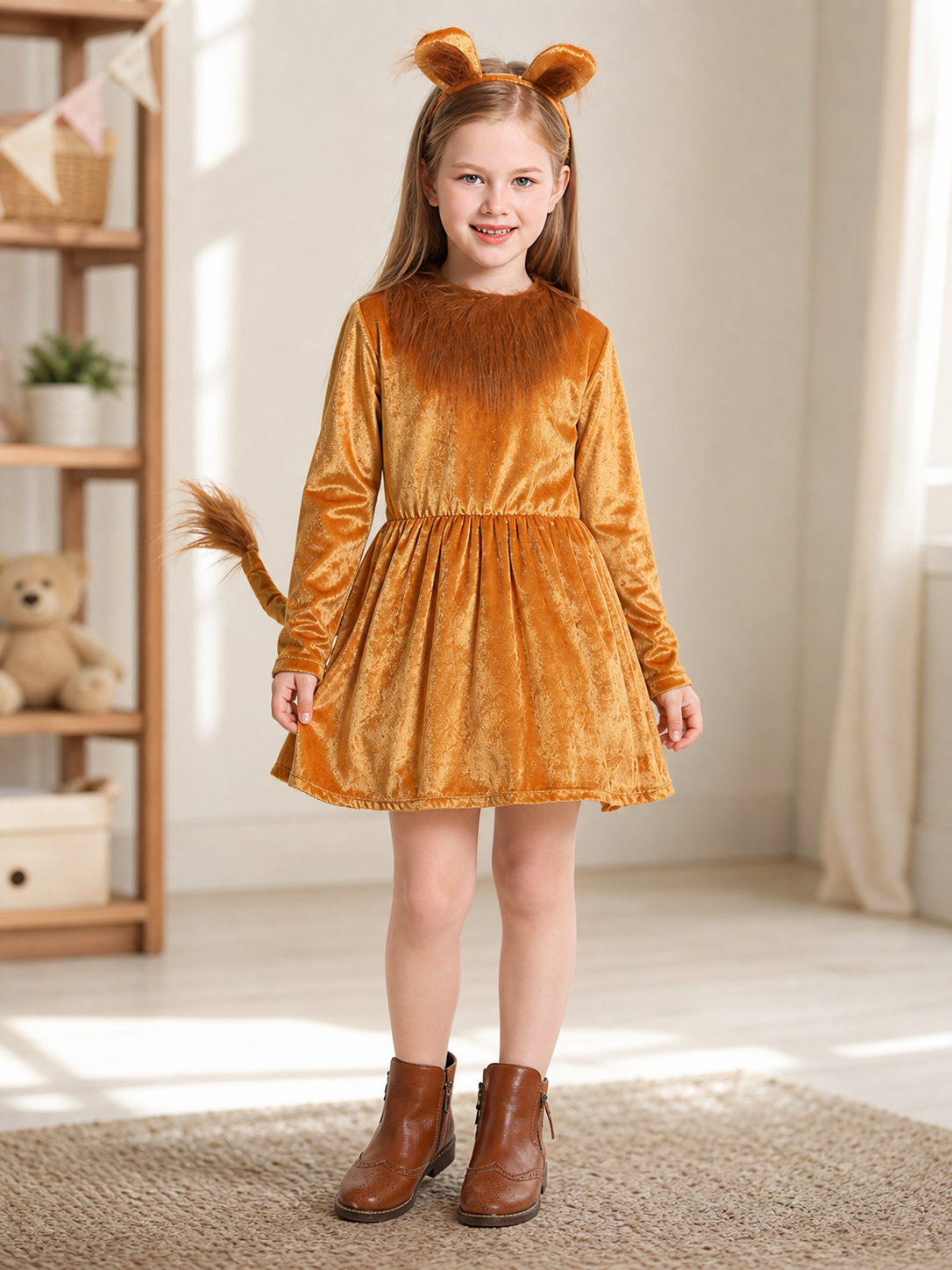 Lion Costume Dress with Ears and Tail
