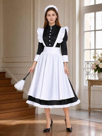 Cosplay Costume: Black-and-White Dress with Apron