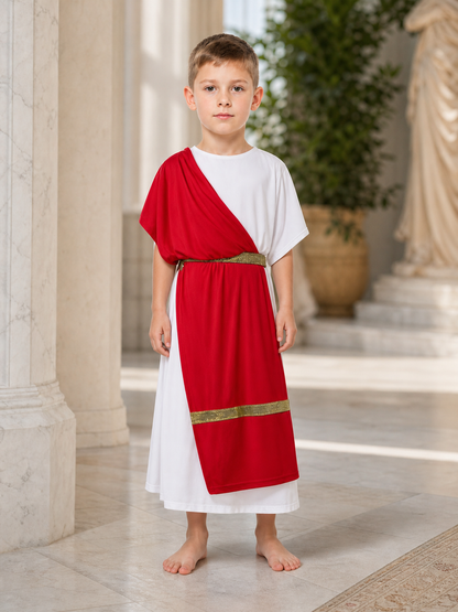 Ancient Greek Costume with Red and Gold Ribbons lifestyle view 3