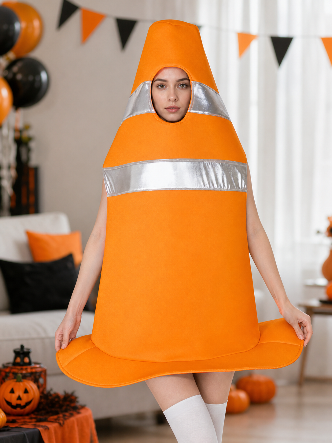 Adult Orange Traffic Cone Costume for Parties