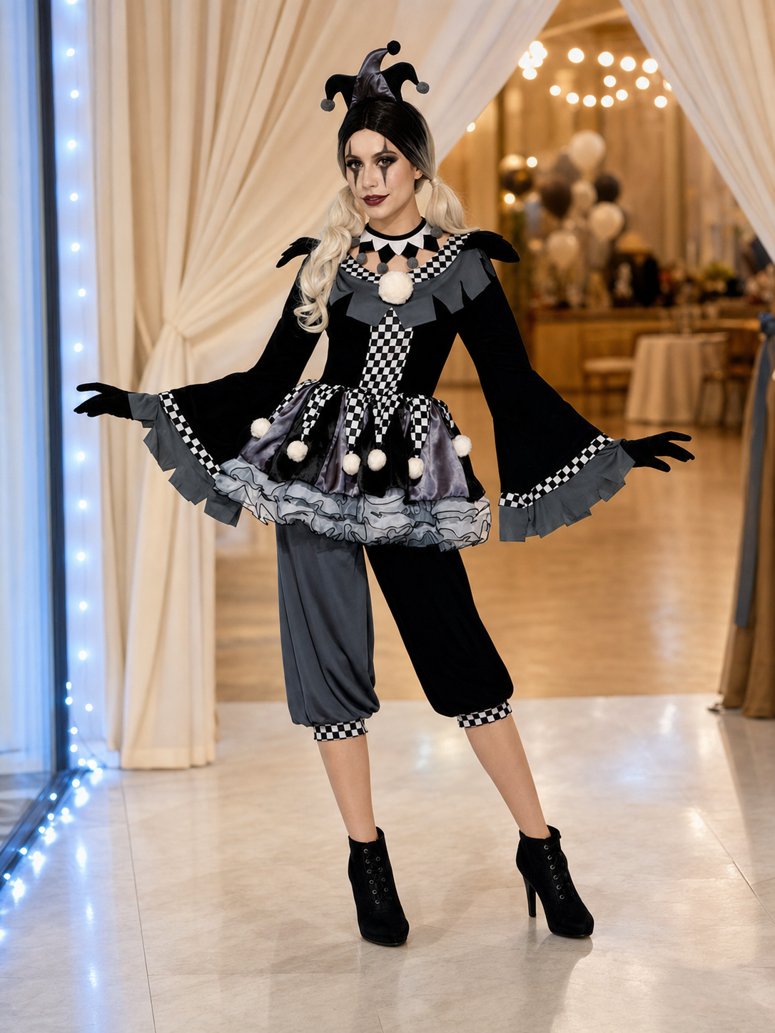 Black-and-White Jester Costume Set