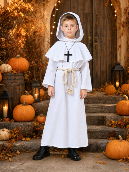 White Hooded Clergyman Costume
