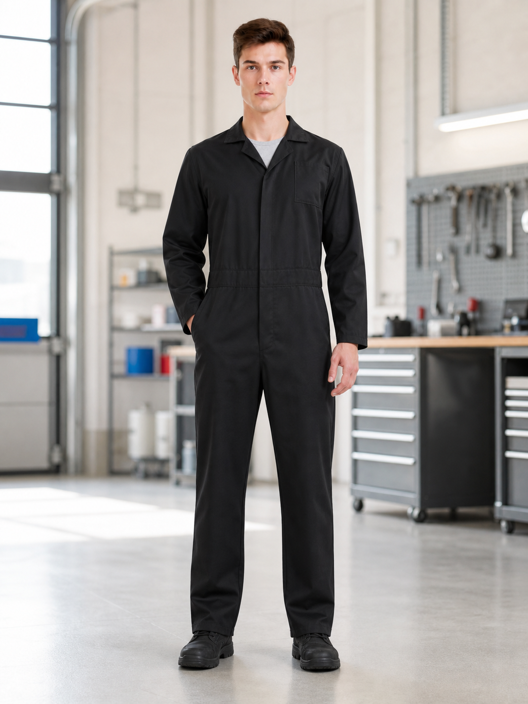 Miles Black Long-Sleeve Jumpsuit