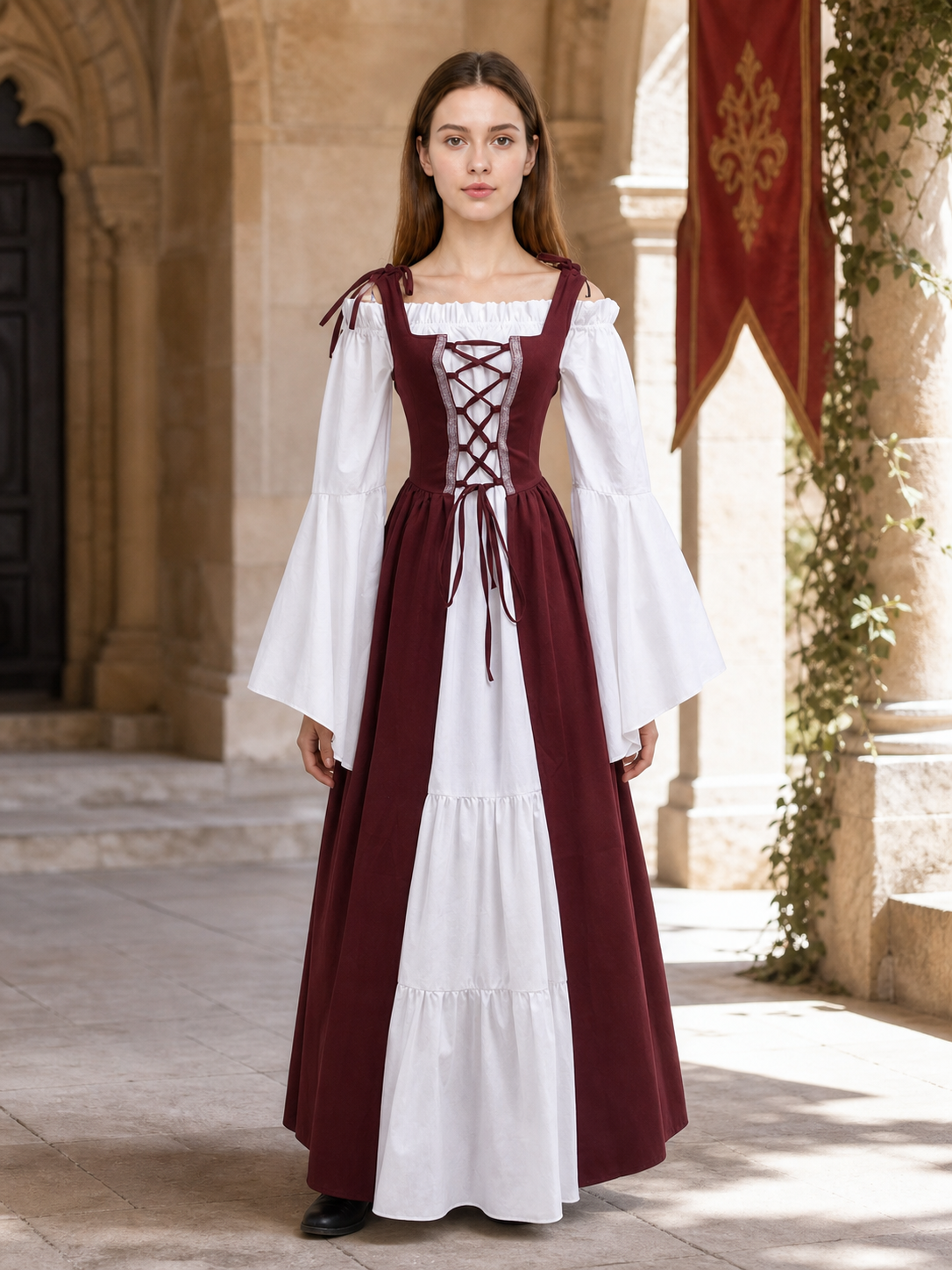 Renaissance-Style Medieval Dress with Lacing