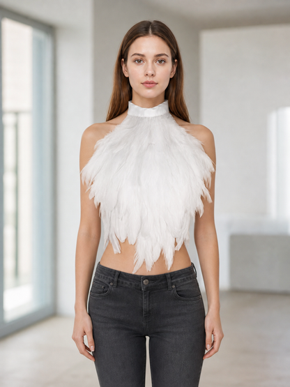 White Feather Dickey for Costumes and Performances