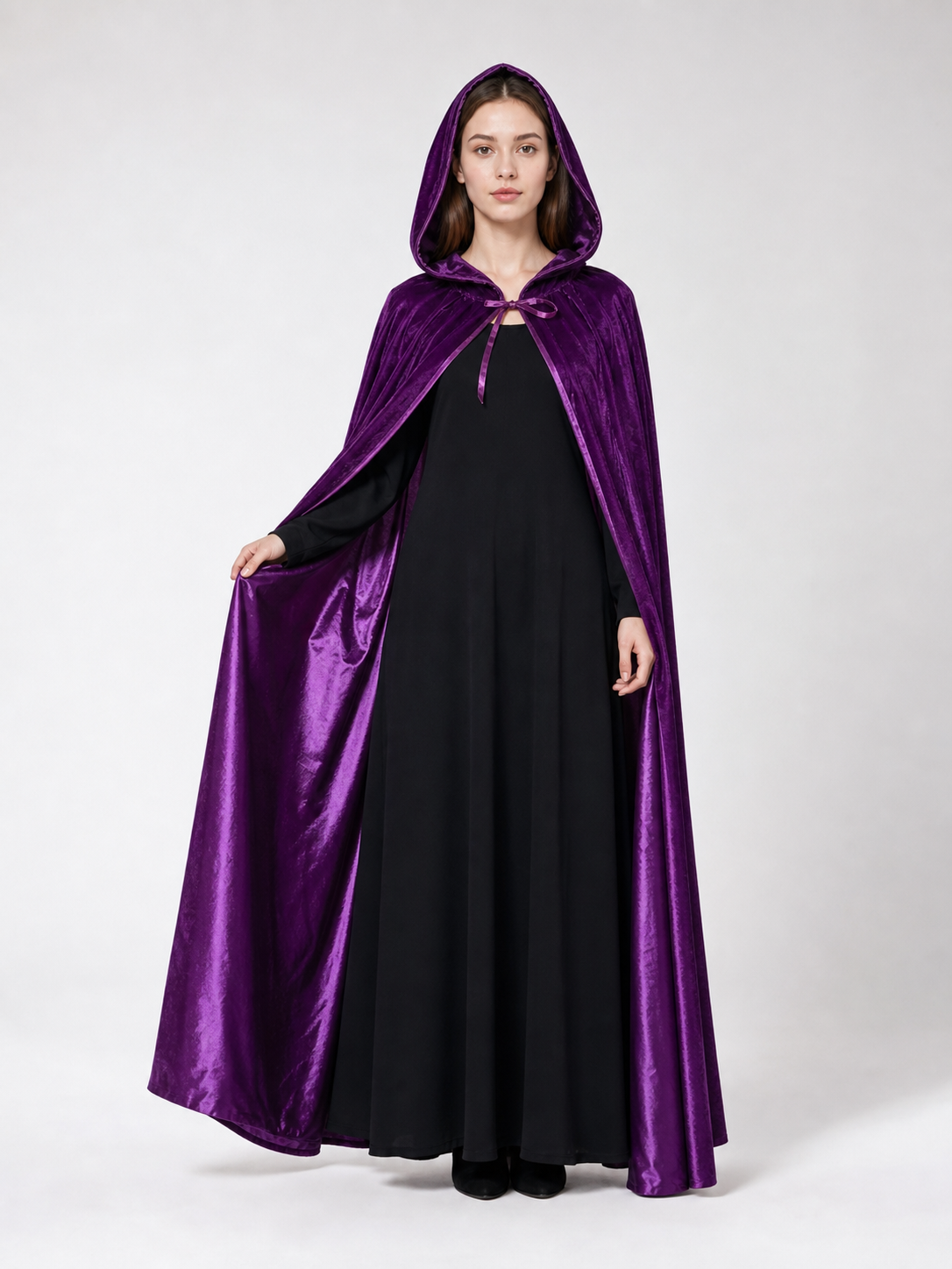 Purple Hooded Costume Cloak