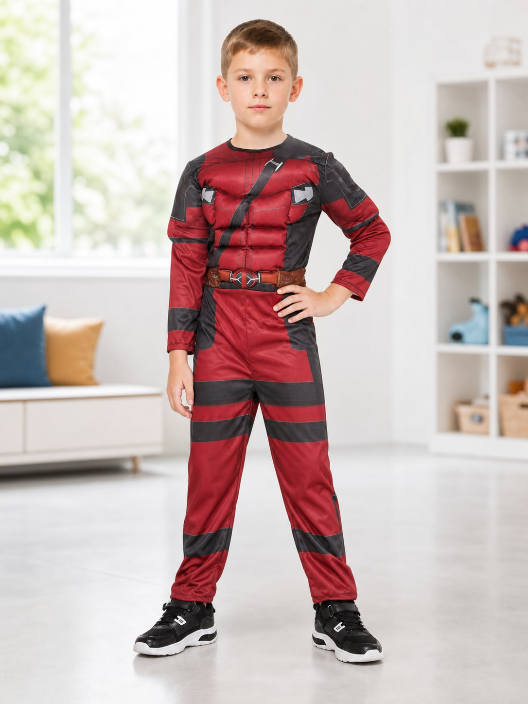 One-piece superhero cosplay suit with mask