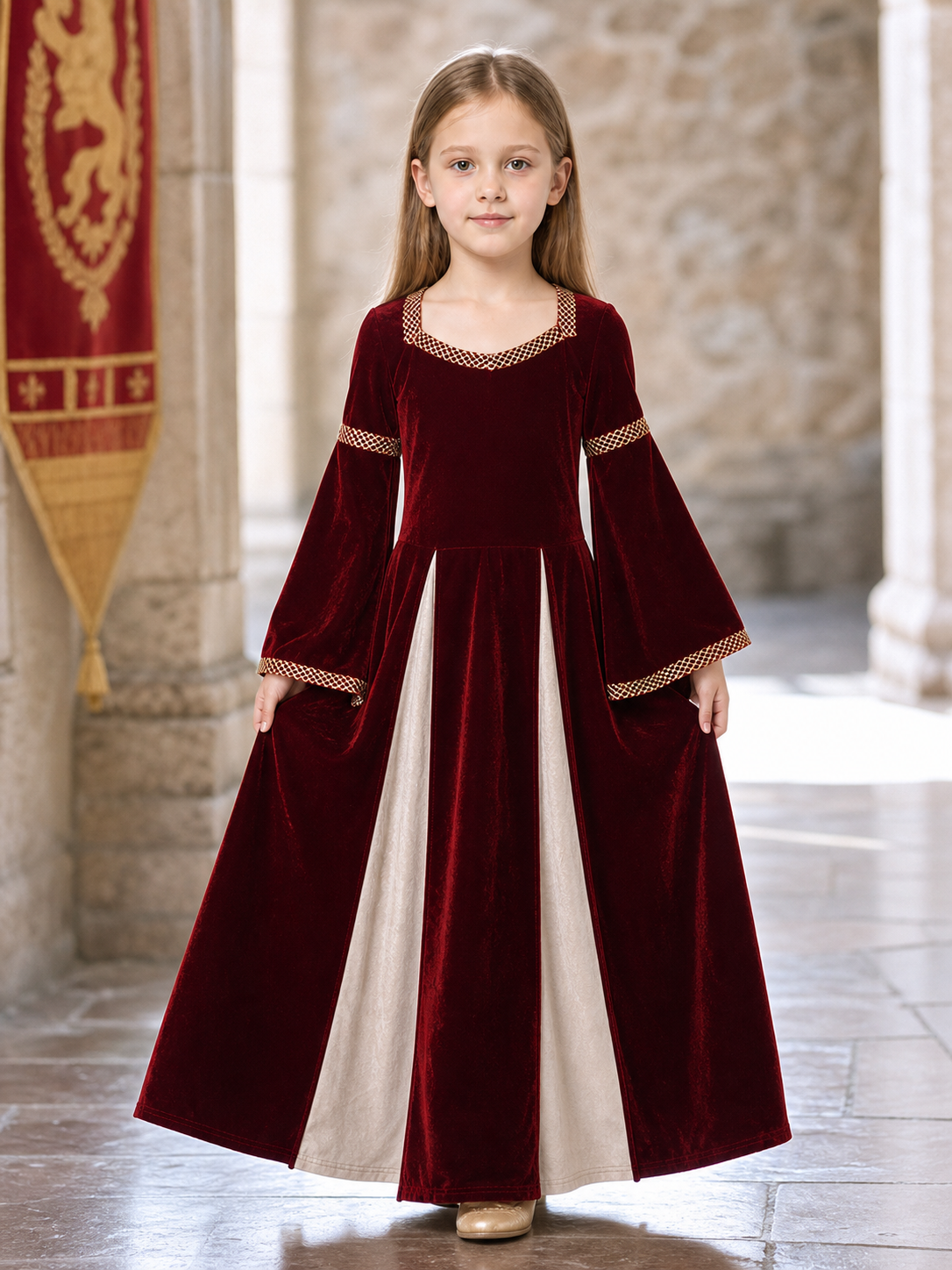 Medieval-Style Costume Dress with Sleeves