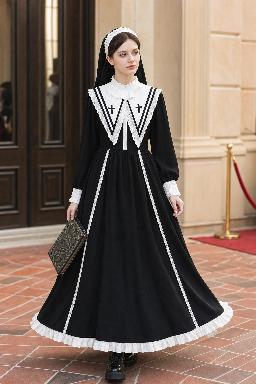 Nun Costume with Veil and Dress