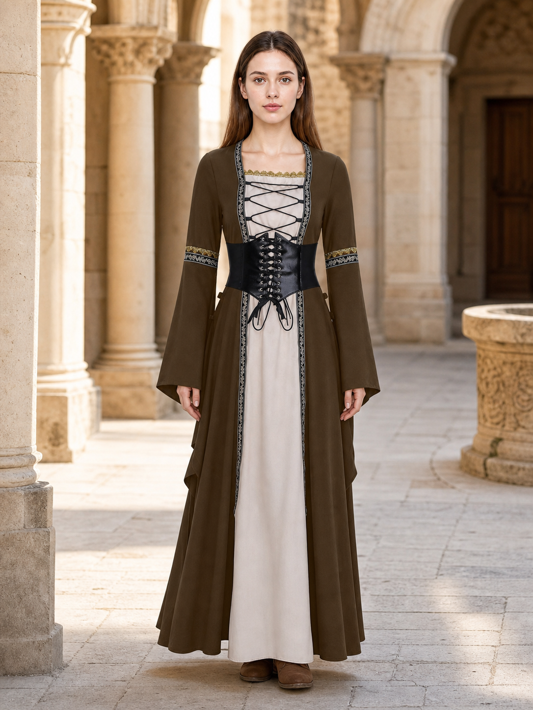 Long Gothic Lace-Up Dress Costume