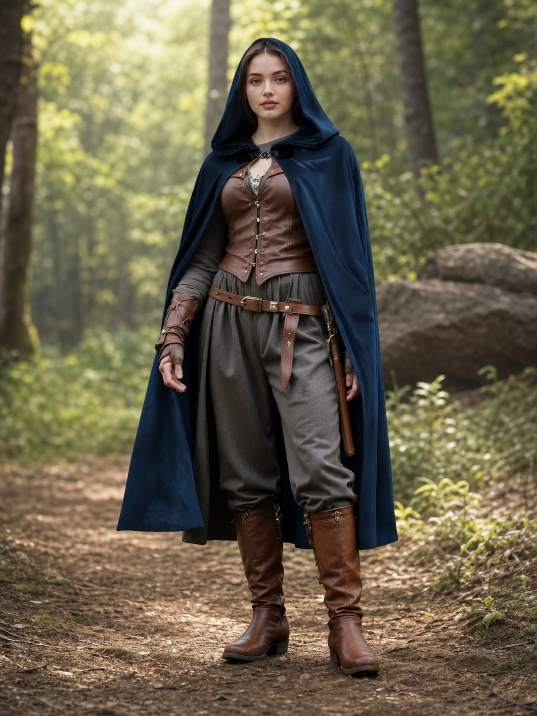 Dark Blue Hooded Costume Cloak