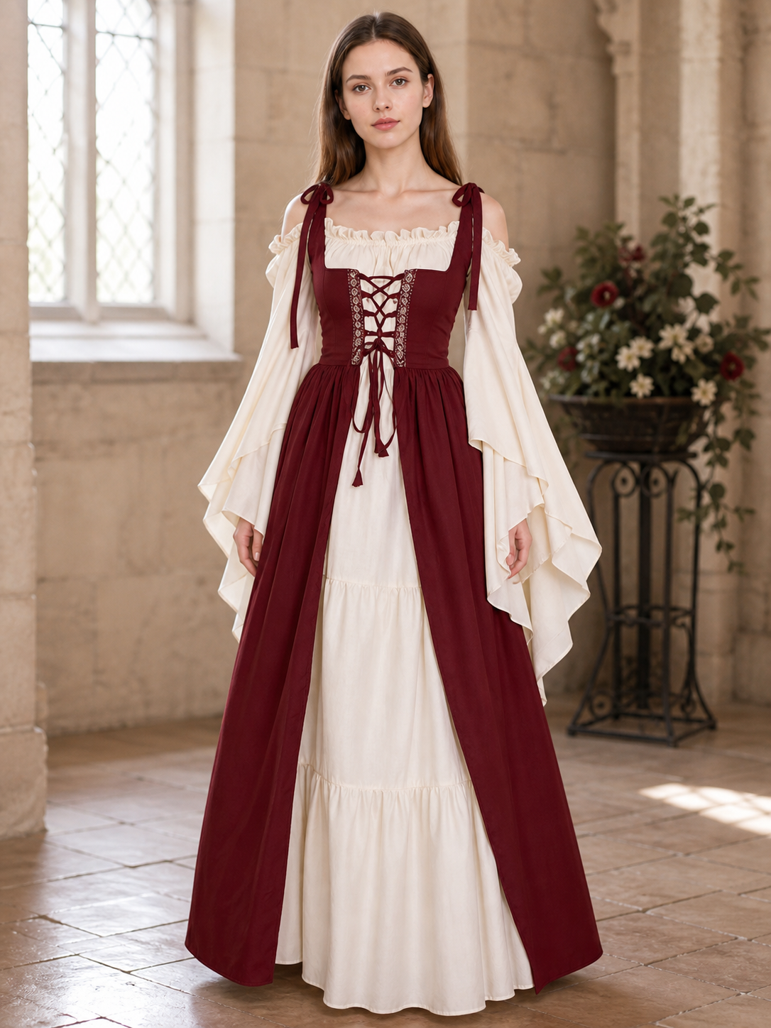 Renaissance-Style Costume Dress with Lacing