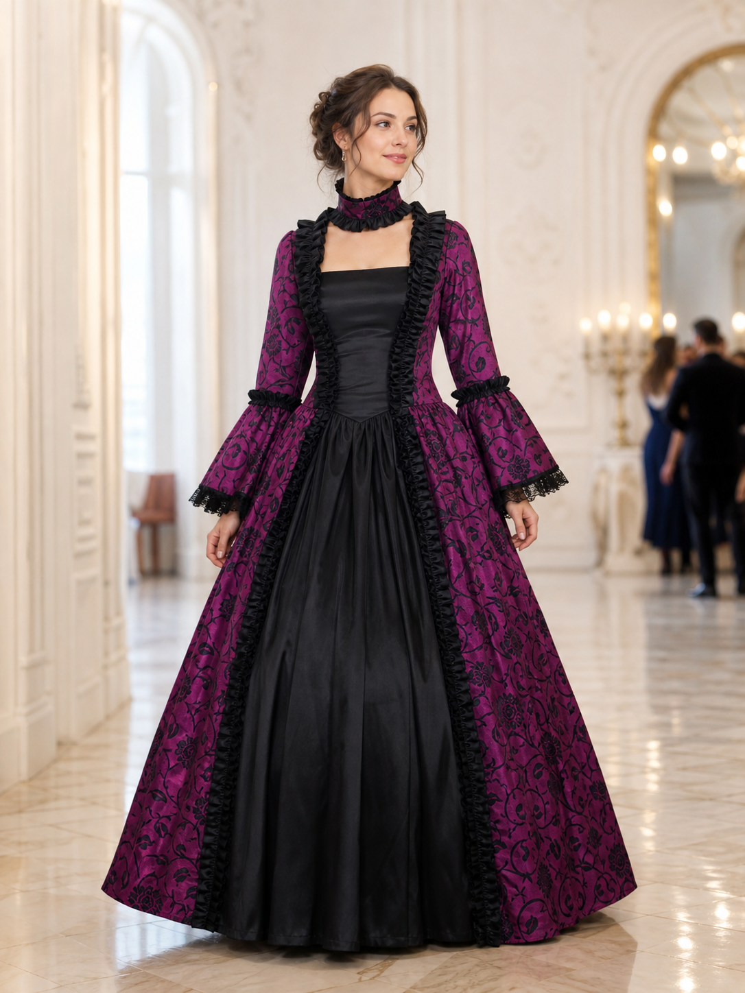 Gothic Victorian-style dress with a full skirt