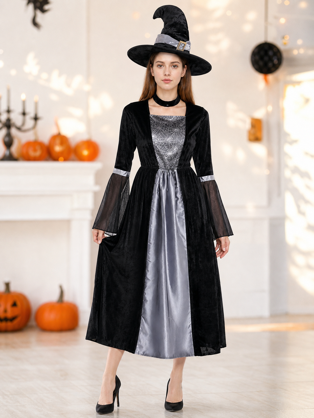 Halloween Witch Costume: Dress and Hat