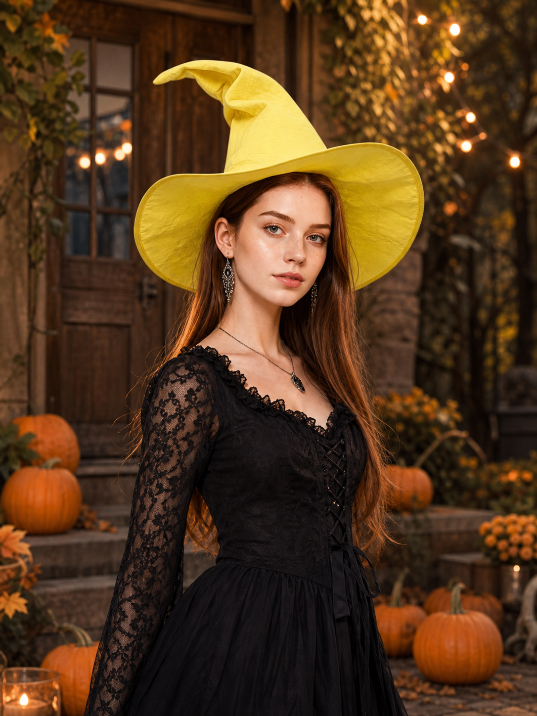 Yellow Witch Costume Hat for Halloween