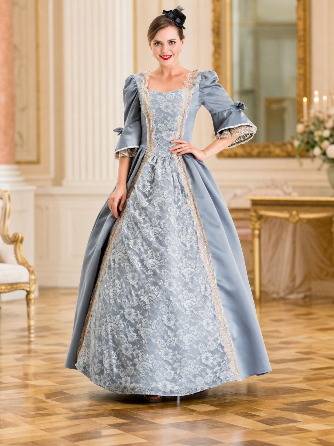 Historical-Style Carnival Dress with Lace