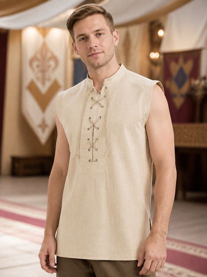Lace-Up Vest with Stand Collar, Halloween