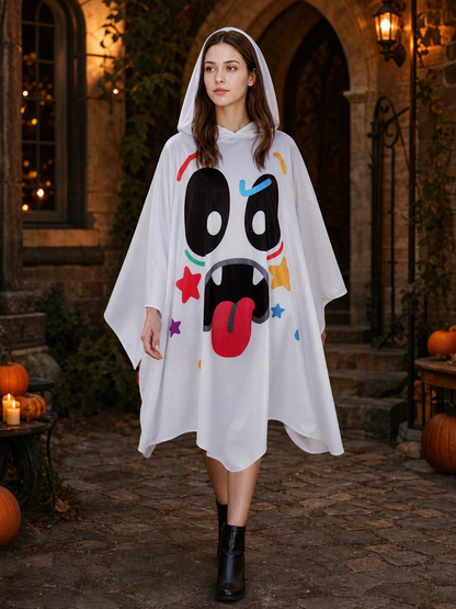 Hooded Cape with Ghost Print lifestyle view 2