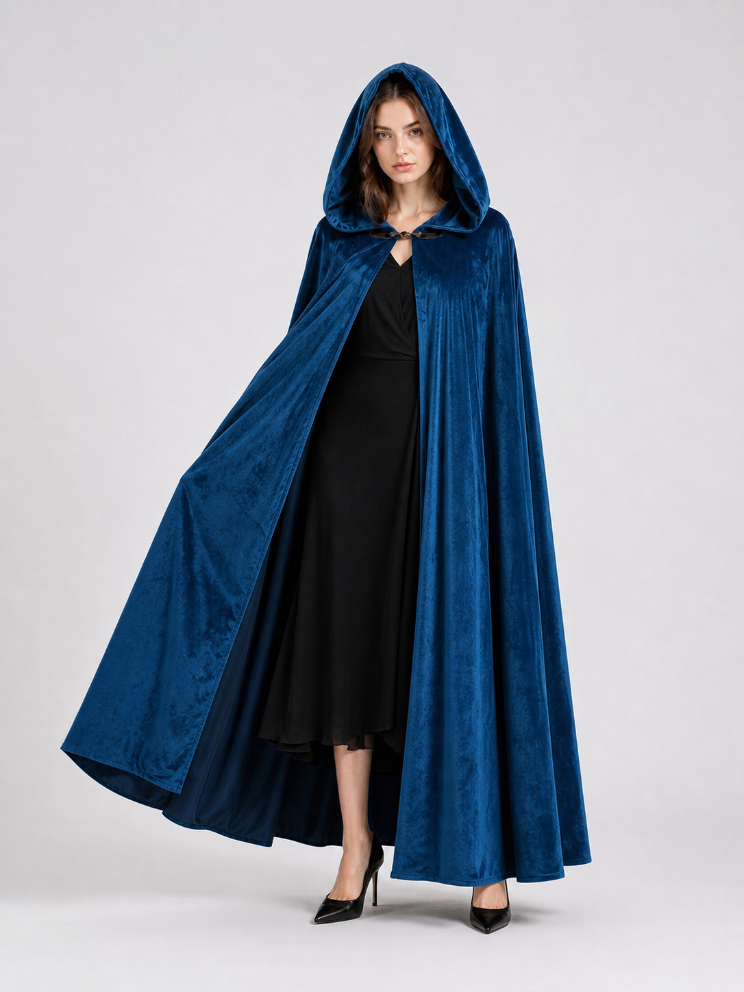 Blue Medieval Hooded Costume Cloak