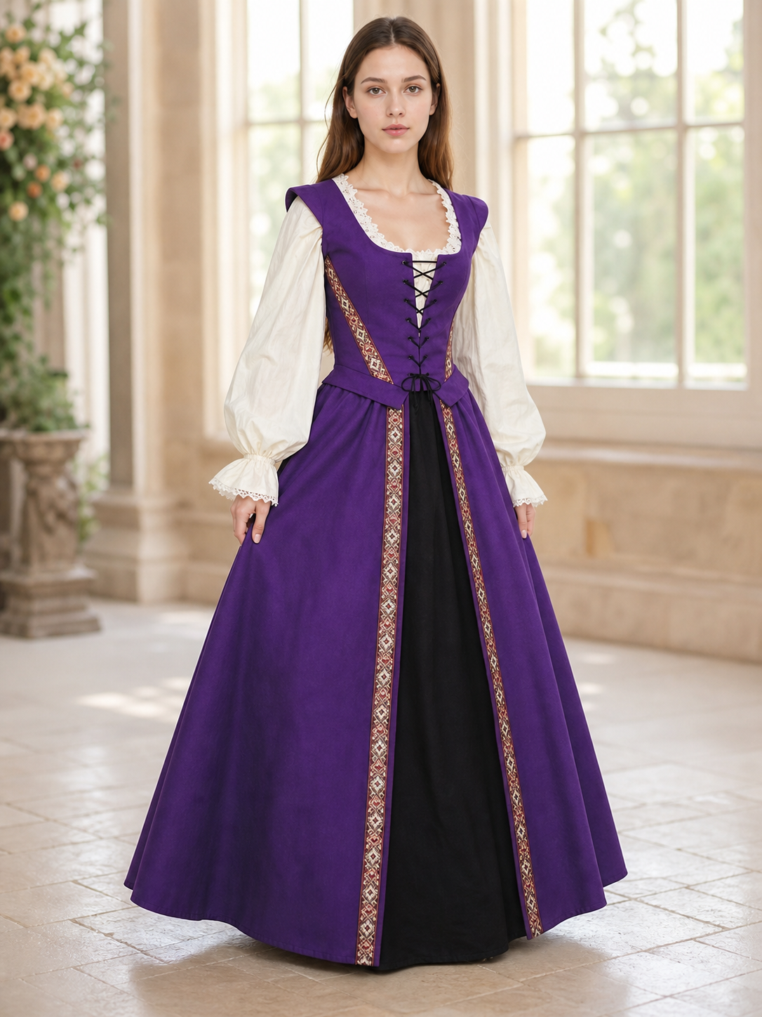 Medieval Renaissance-style Dress with Lacing