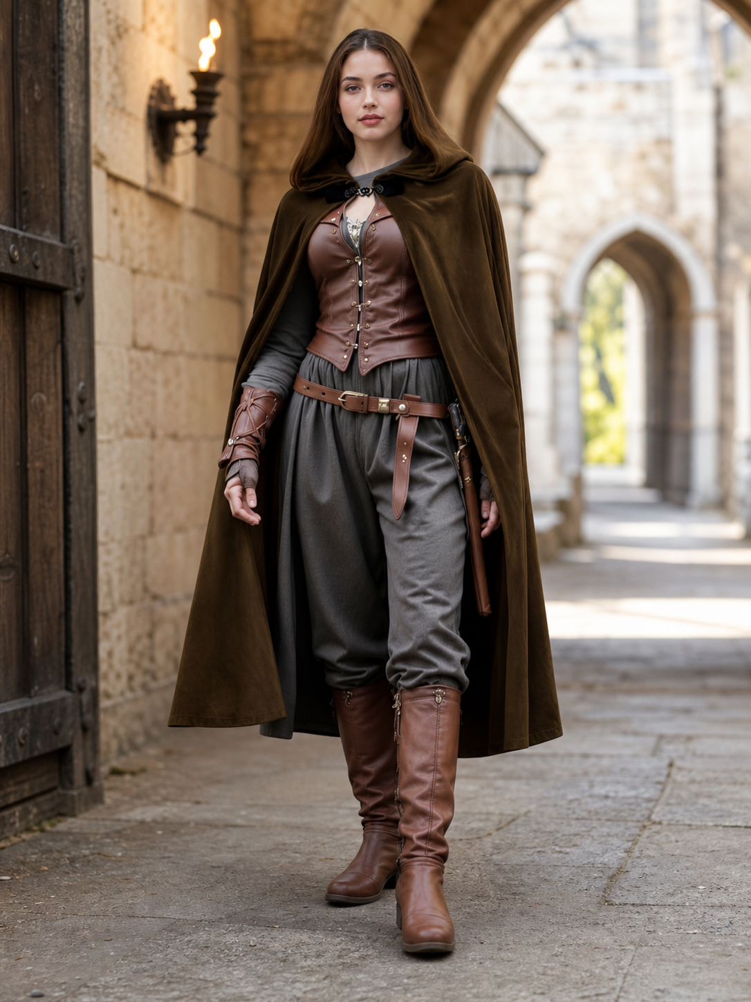 Brown Hooded Costume Cape