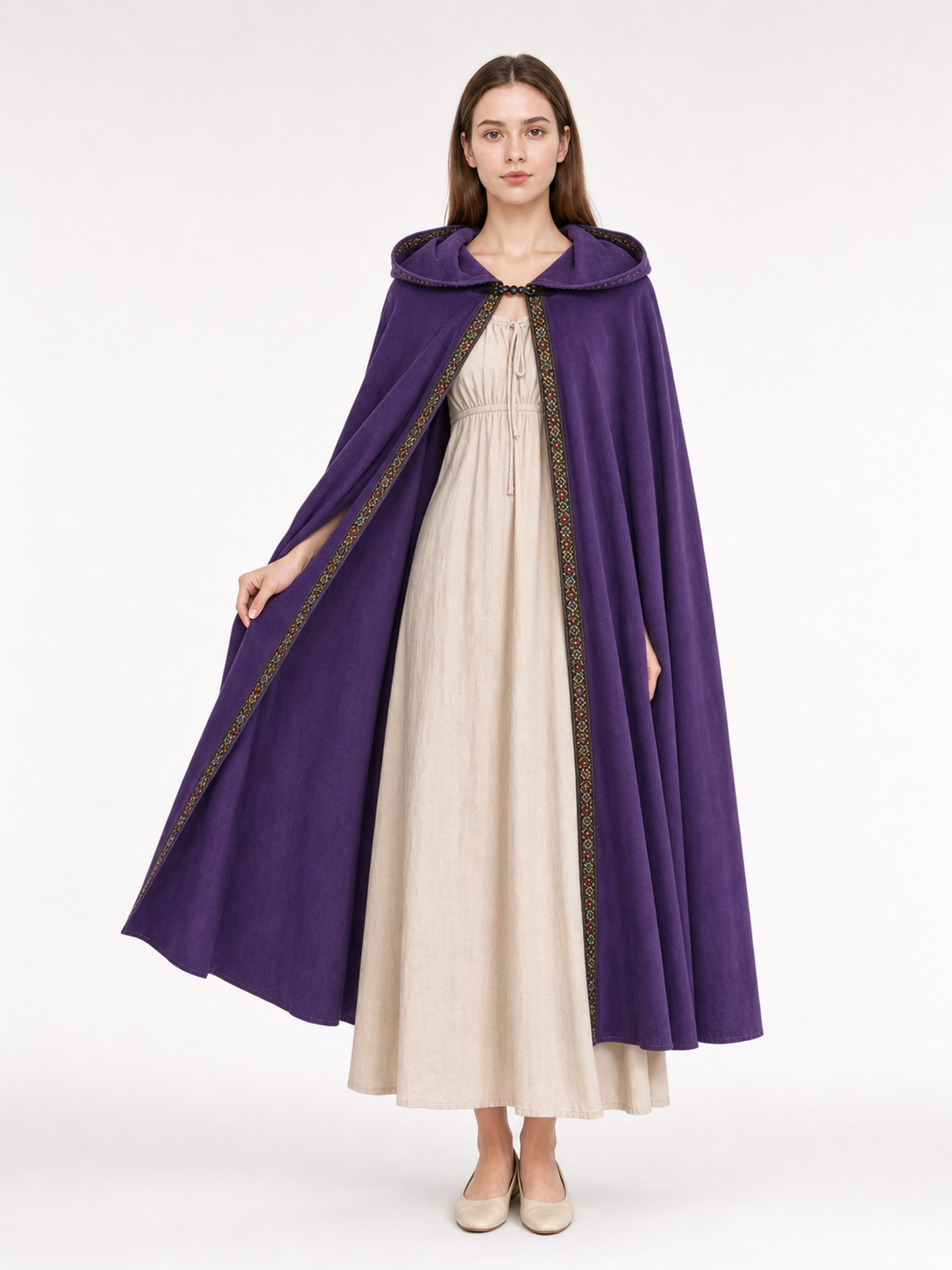 Purple Hooded Velvet Costume Cape product view 26