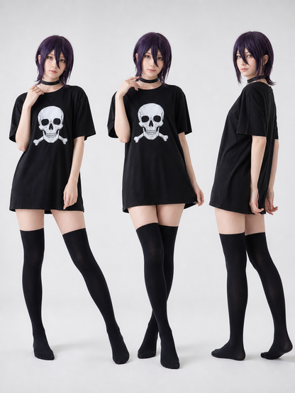 Women's Black Oversized Skull T-Shirt