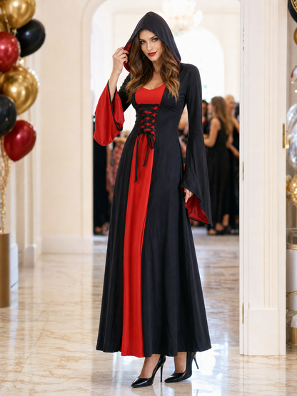 Red and Black Hooded Gothic Vampire Dress
