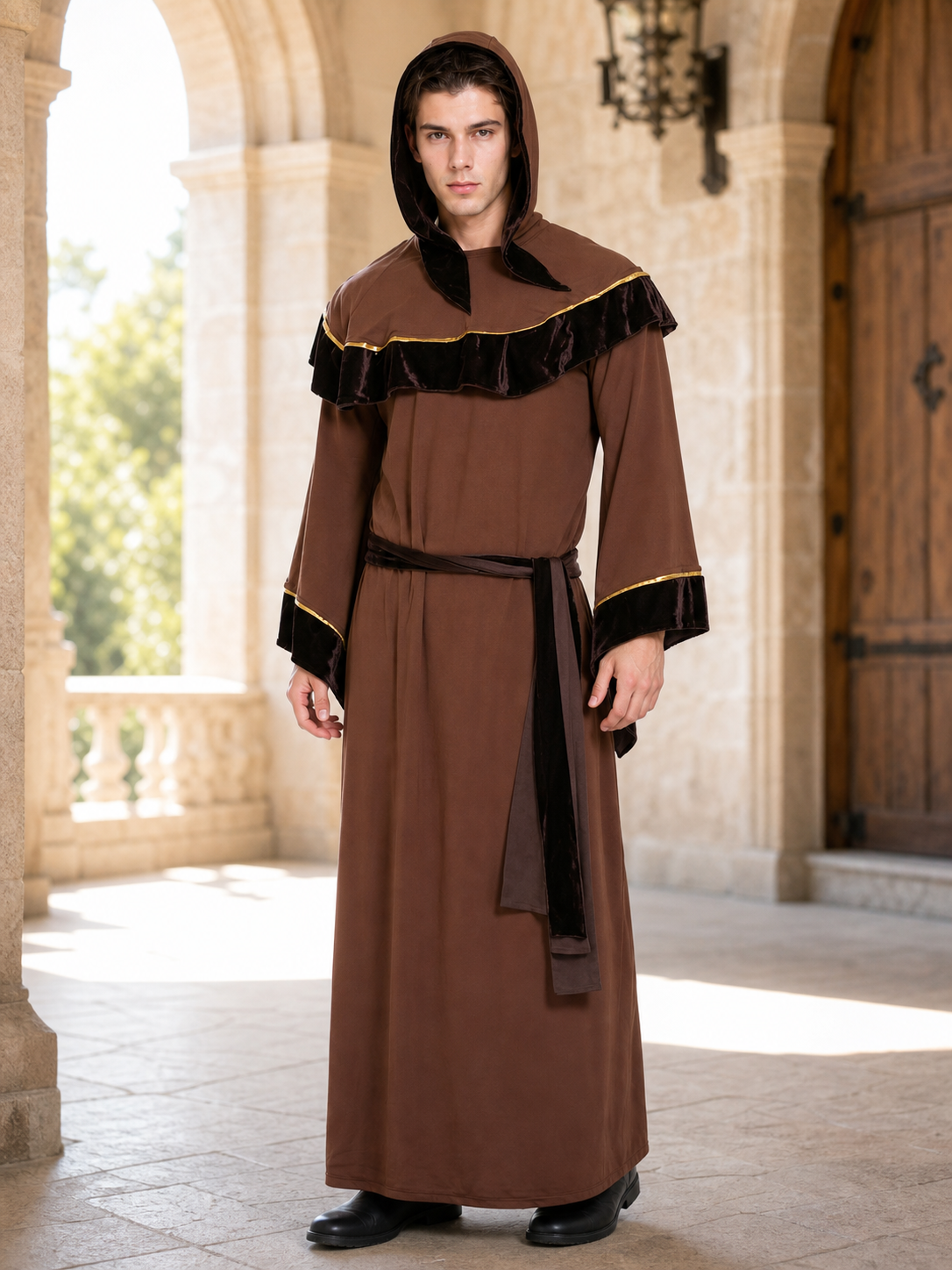 Wizard robe costume with hood and belt