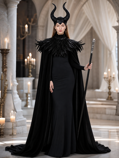 Black cape with scepter, dark fantasy-style set