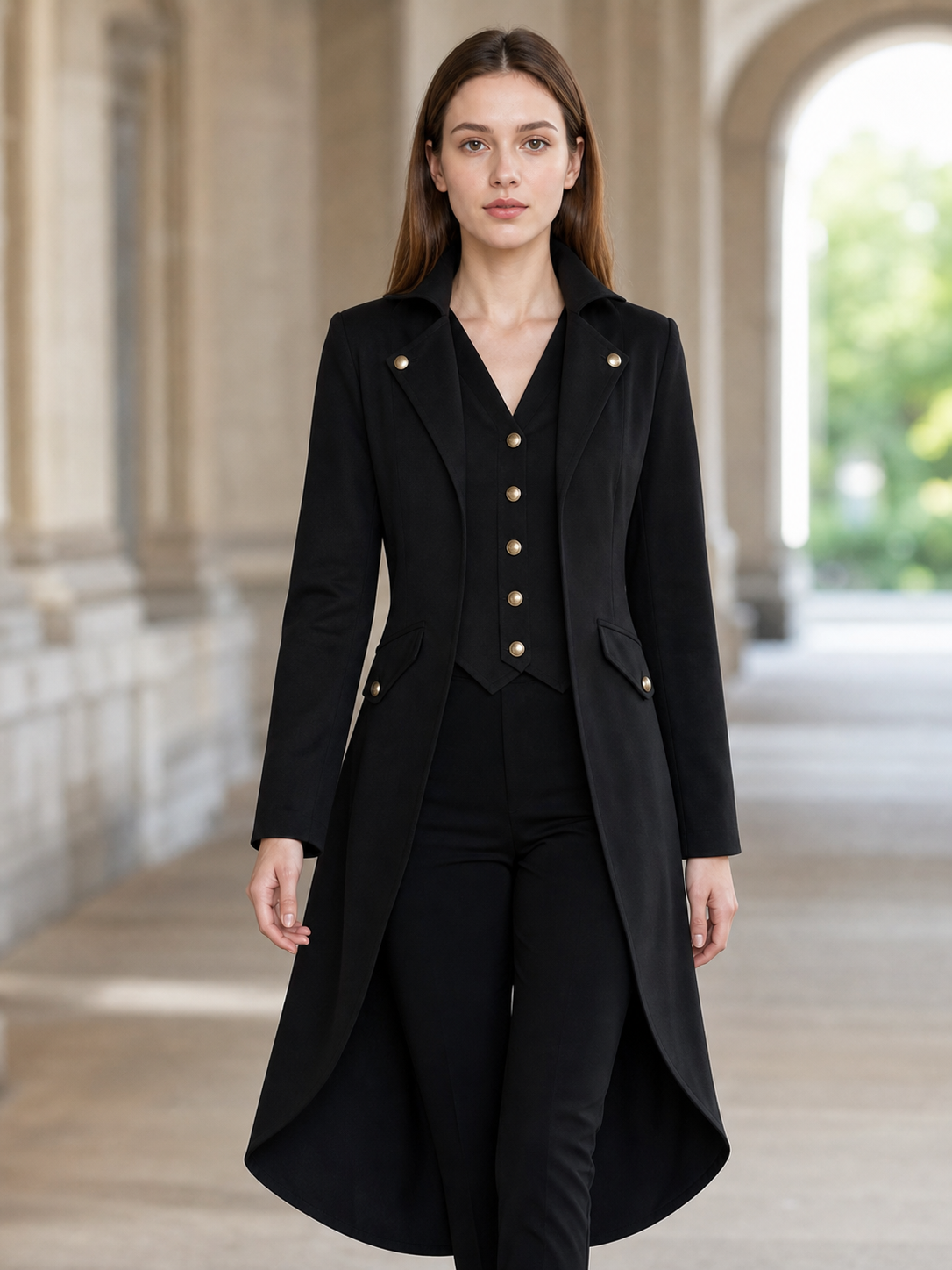 Black Long-Tailed Steampunk Tailcoat
