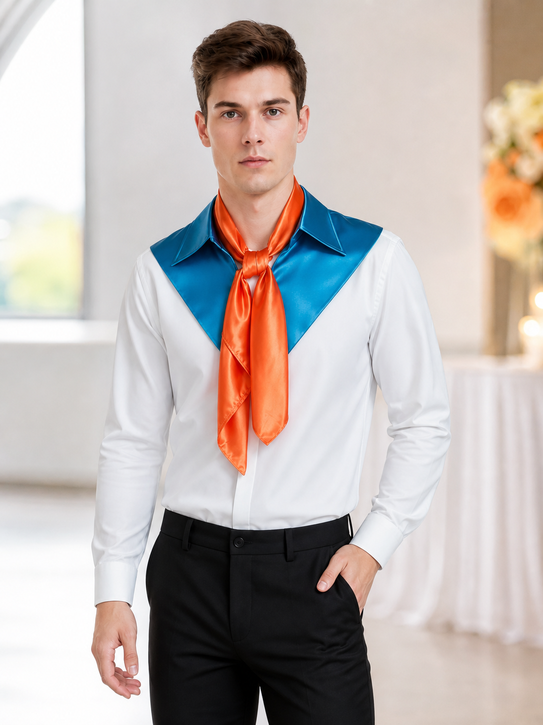 Bright set with a detachable collar and neck scarf