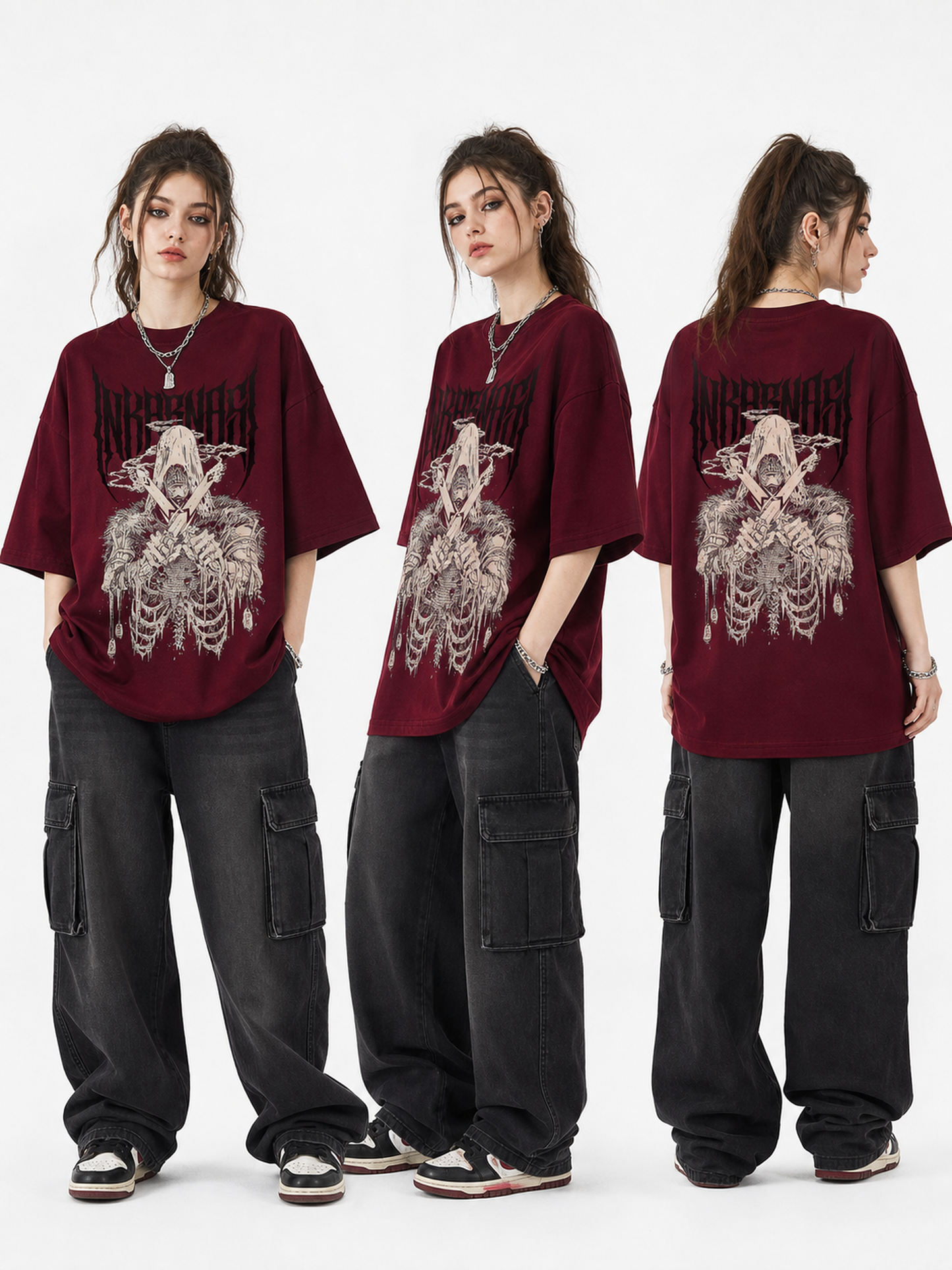 Oversized Skull T-Shirt, Hip-Hop Style