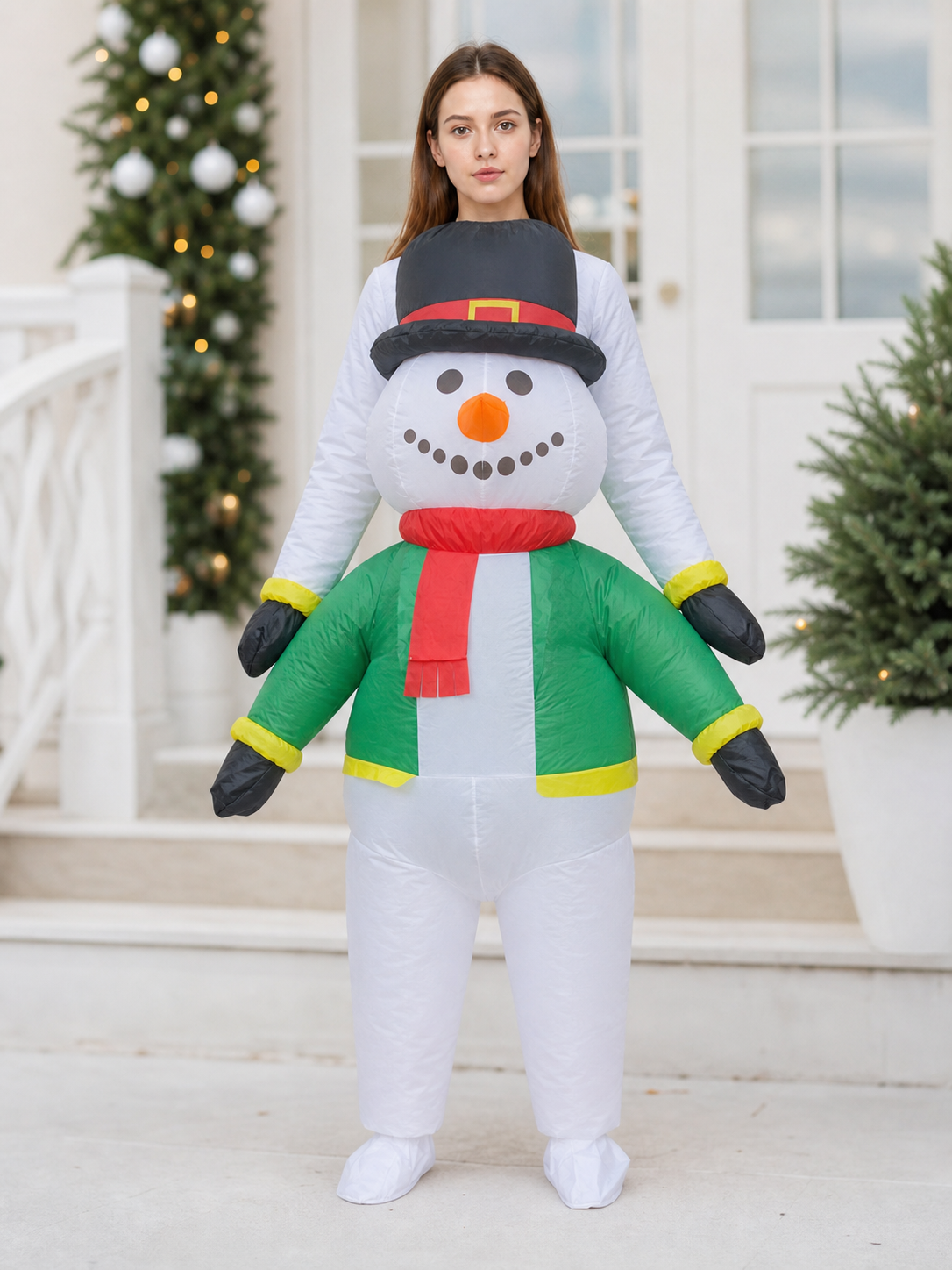 Green Inflatable Snowman Costume, One Size