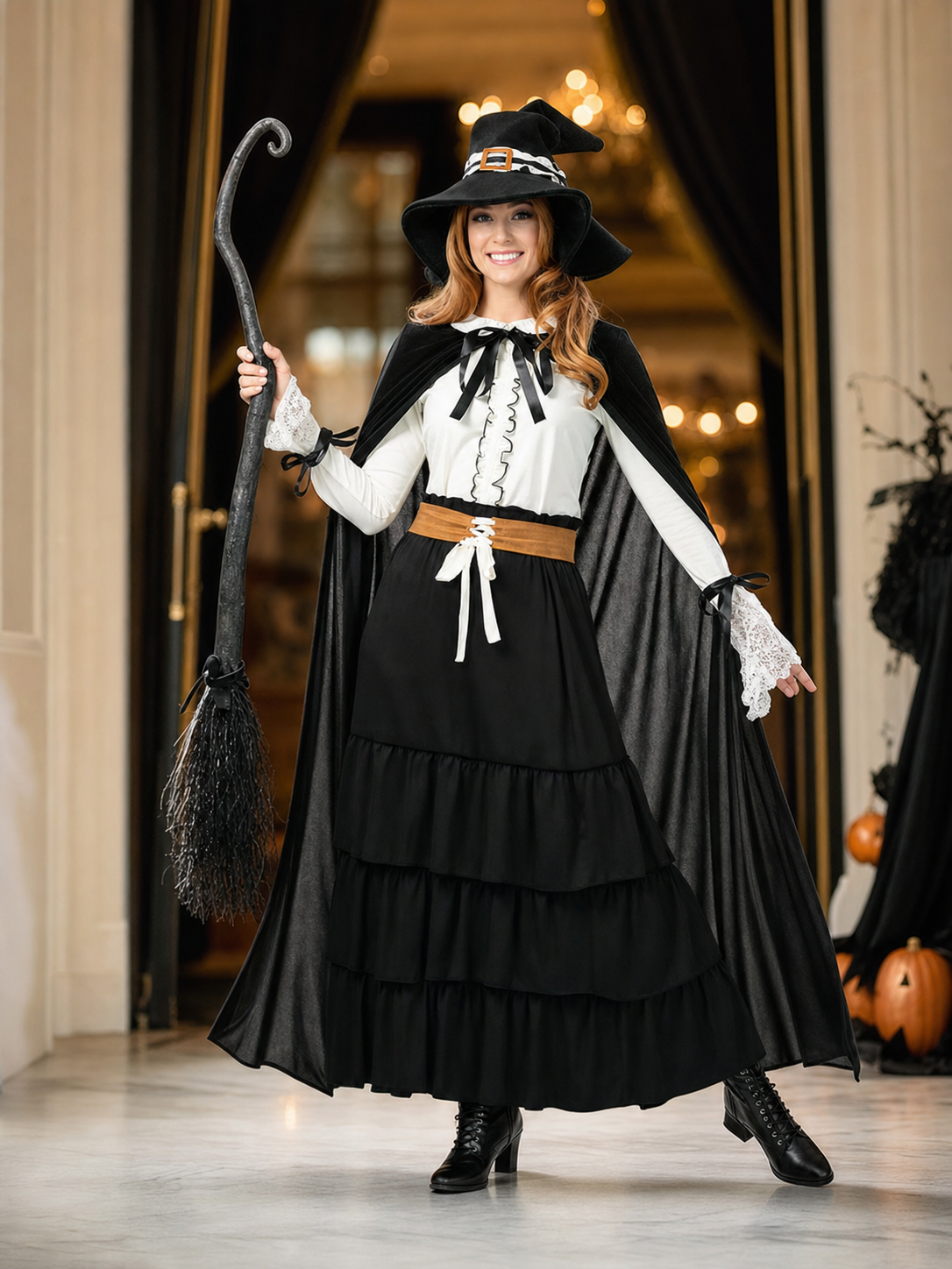 Halloween Witch Costume with Hat and Cloak